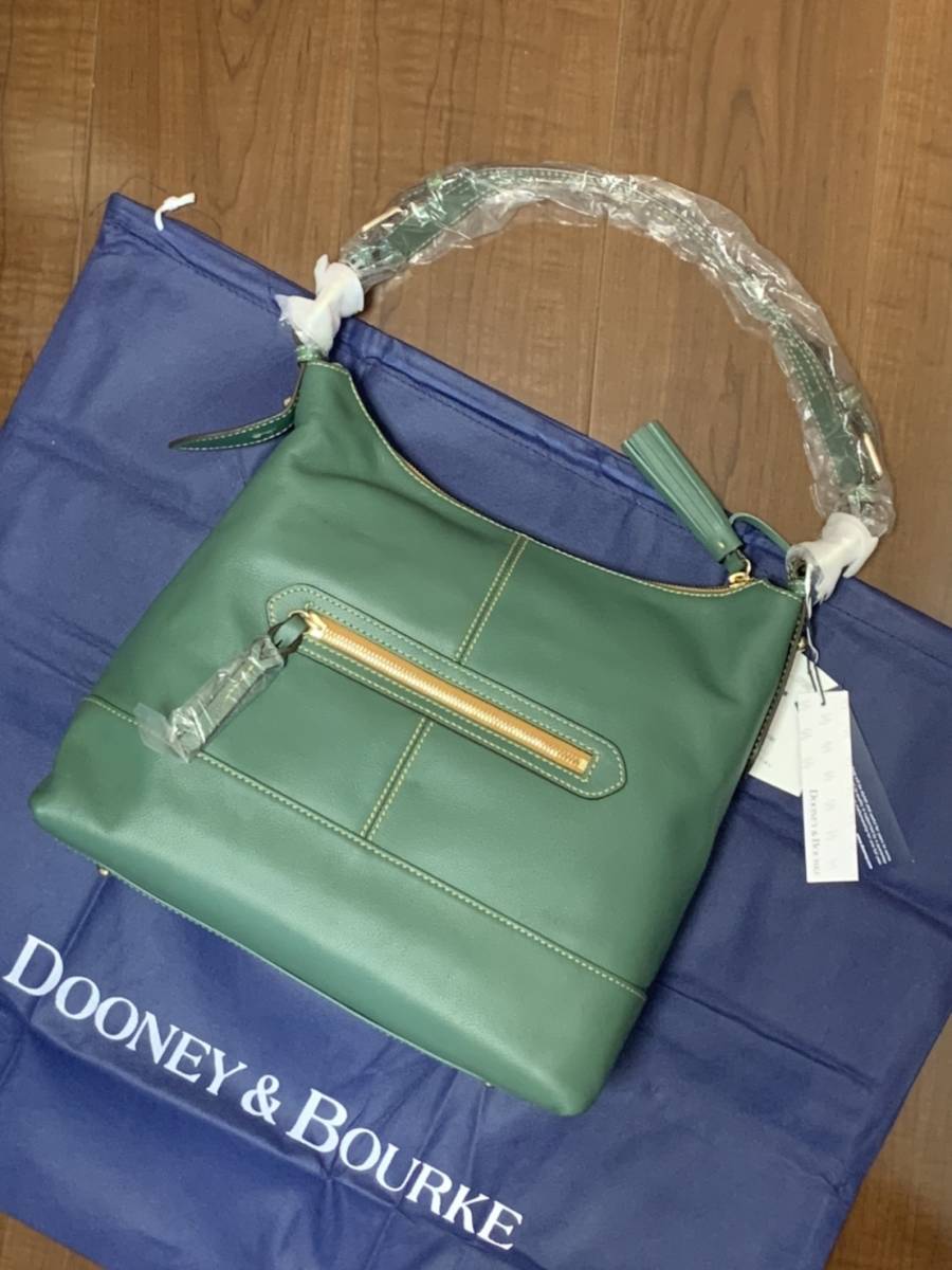 未使用☆[Dooney&Bourke] サビィレ サッチェルバッグ シボ革 タッセル レザーショルダーバッグ グリーン 本革 ドゥーニーアンドバーク_画像2