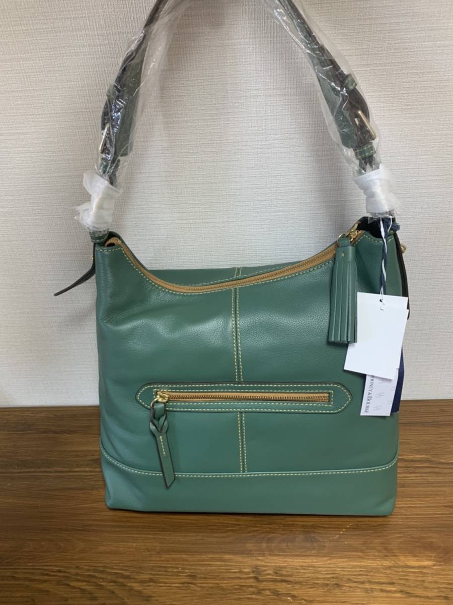 未使用☆[Dooney&Bourke] サビィレ サッチェルバッグ シボ革 タッセル レザーショルダーバッグ グリーン 本革 ドゥーニーアンドバーク_画像5