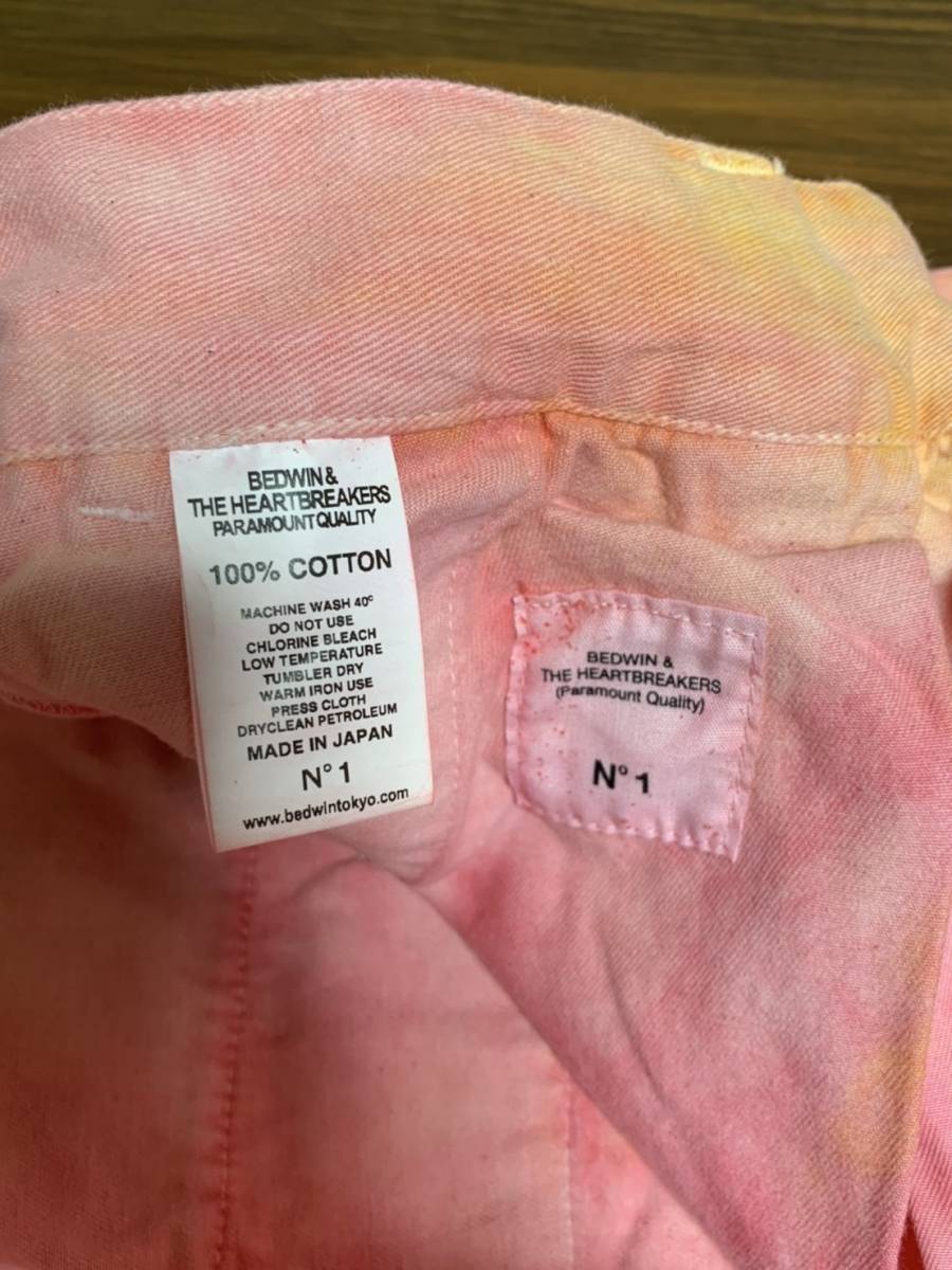  unused *[BEDWIN] 20SS regular price 23,100 5/L TIE DYE SHORTS MANI Thai large Easy shorts shorts 1 pink bedo wing 