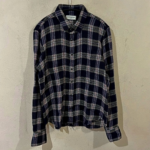 SAINT LAURENT サンローラン ウールチェックシャツ DY83 529382 SAINT LAURENT サンローラン ウールチェックシャツ DY83 529382
