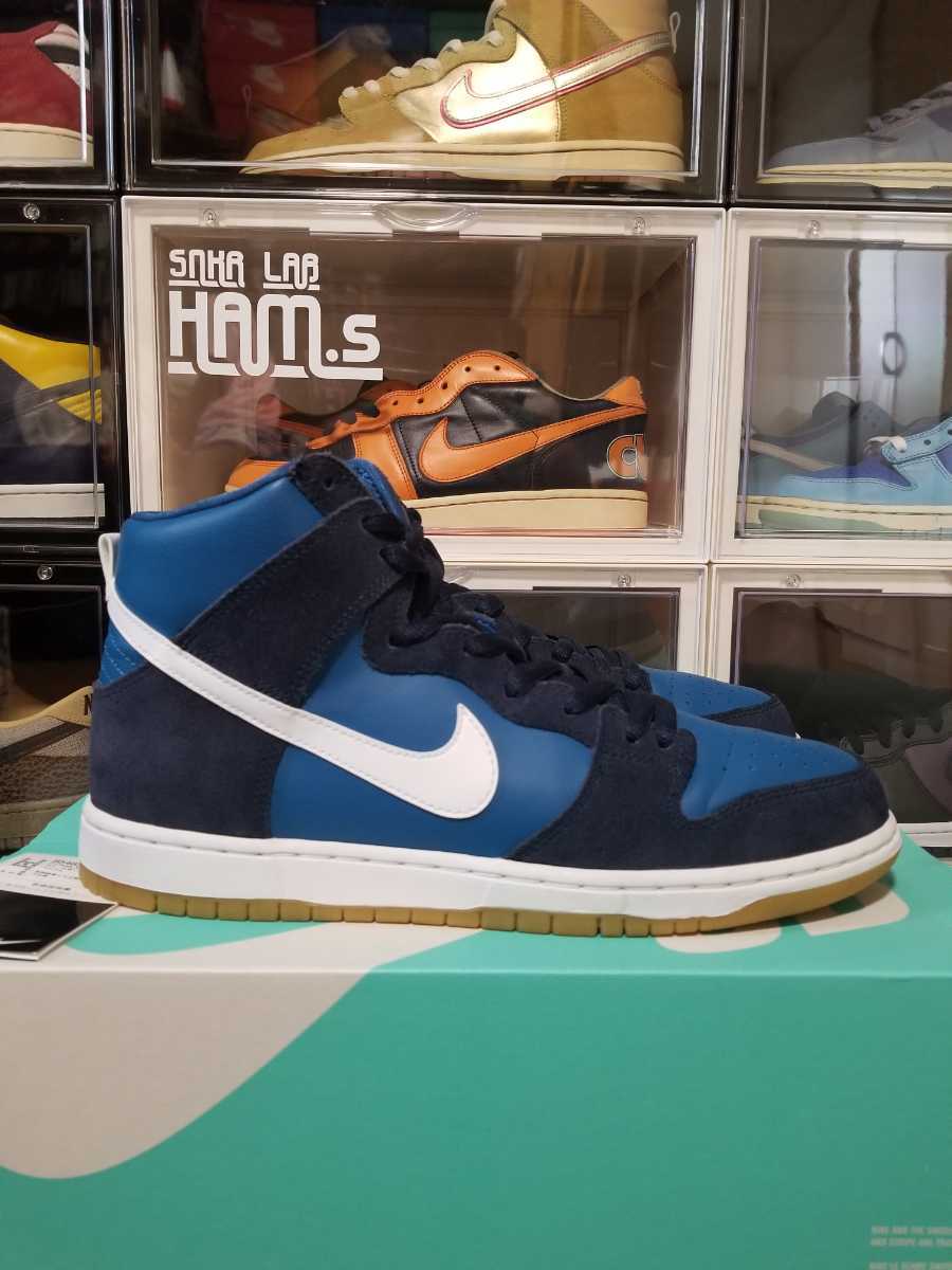 2017年 超美品　箱付　NIKE SB ZOOM　DUNK HIGH PRO INDUSTRIAL BLUE” ナイキ エスビー ズーム ダンク ハイ　オブシディアン ガムソール_画像3