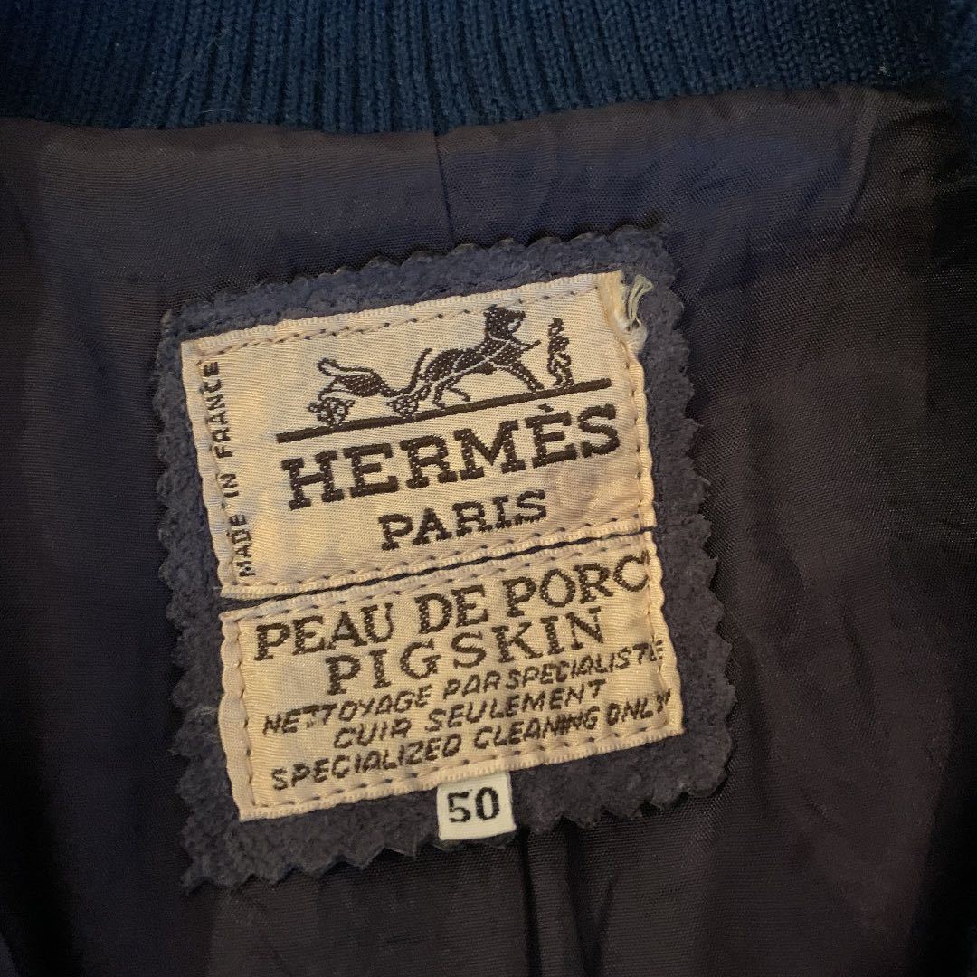 お年玉セール特価】 90s HERMES エルメス 豚革レザーブルゾン