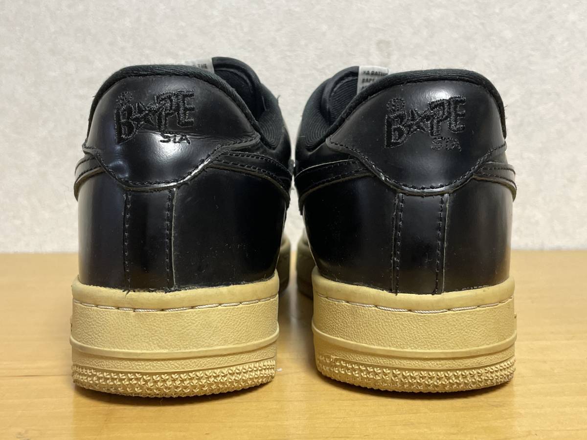 黒 A BATHING APE アベイシングエイプ BAPE STA ベイプスタ スニーカー レザー 26cm US8_画像5