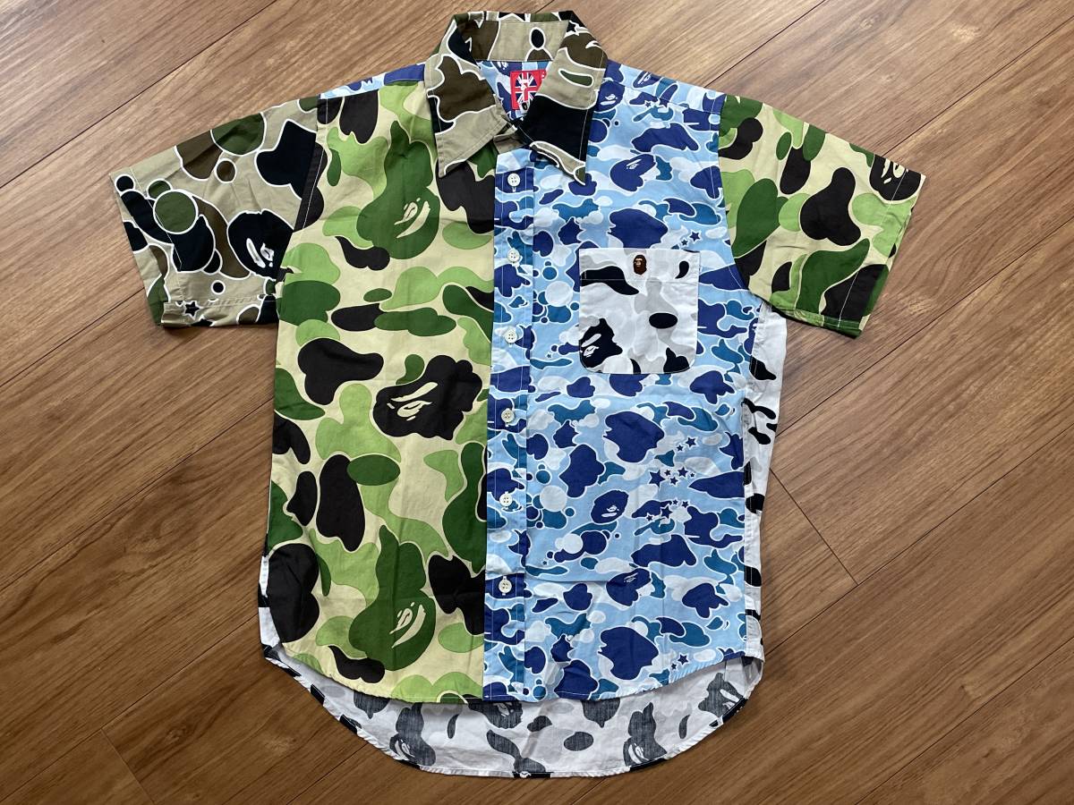 6 A BATHING APE A Bathing Ape k Lazy multi . camouflage shirt short sleeves size XS