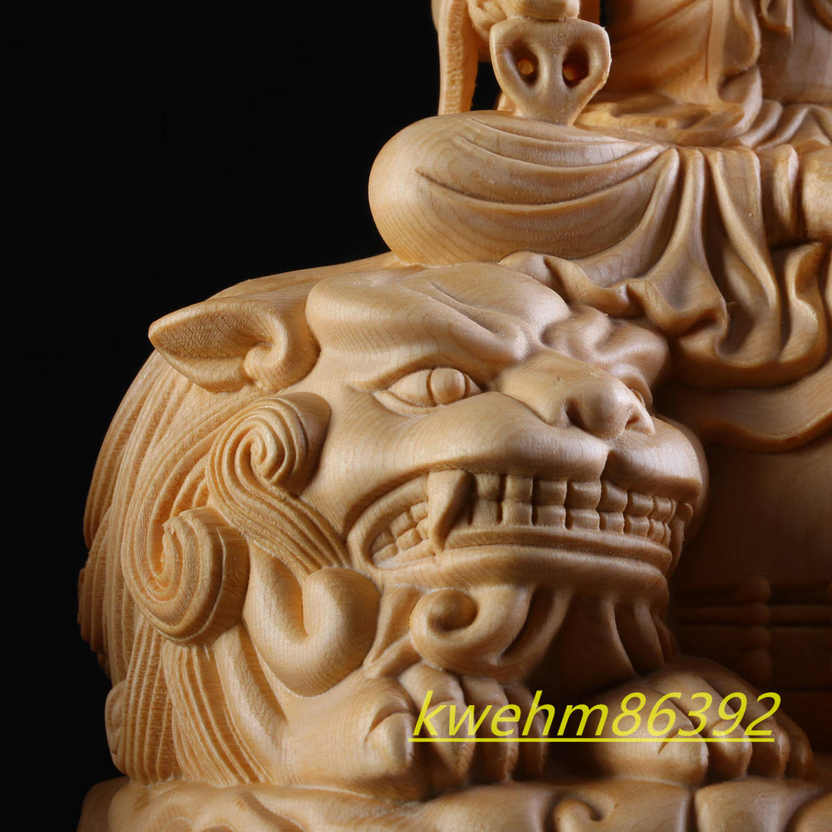 最大66%OFFクーポン 木彫り 仏像 文殊菩薩 普賢菩薩座像一式 財前彫刻 一刀彫 天然木檜材