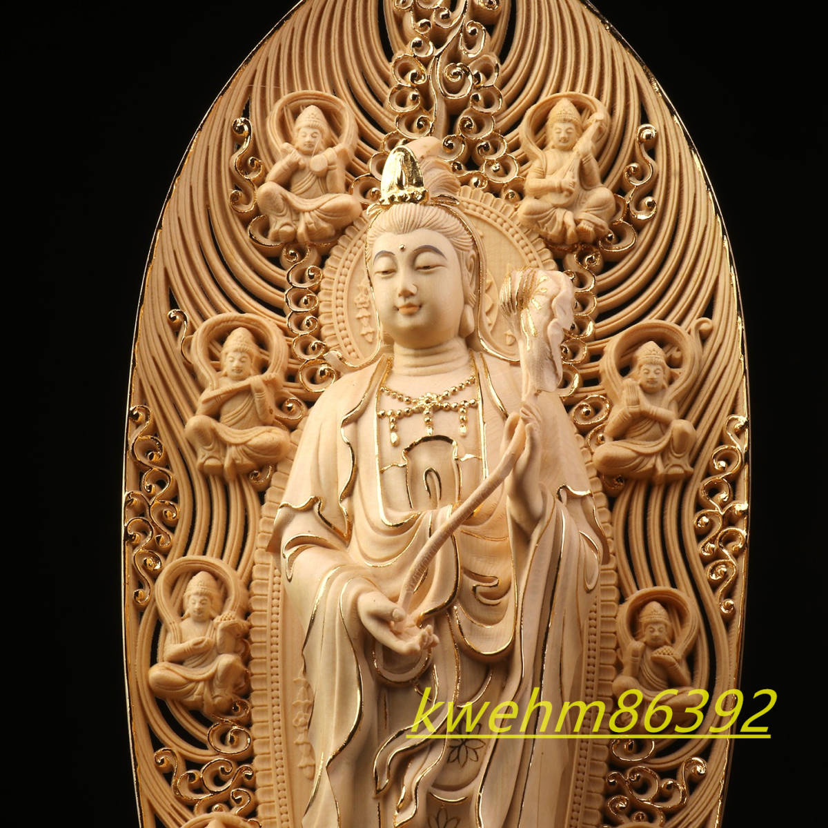 最高級 木彫り 仏像 西方三聖 阿弥陀三尊（観世音菩薩 阿弥陀如来 勢至