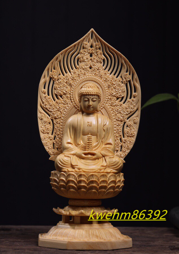 珍品 三宝仏【釈迦如来 阿弥陀如来 薬師如来】木彫り 仏像 一式 三宝仏