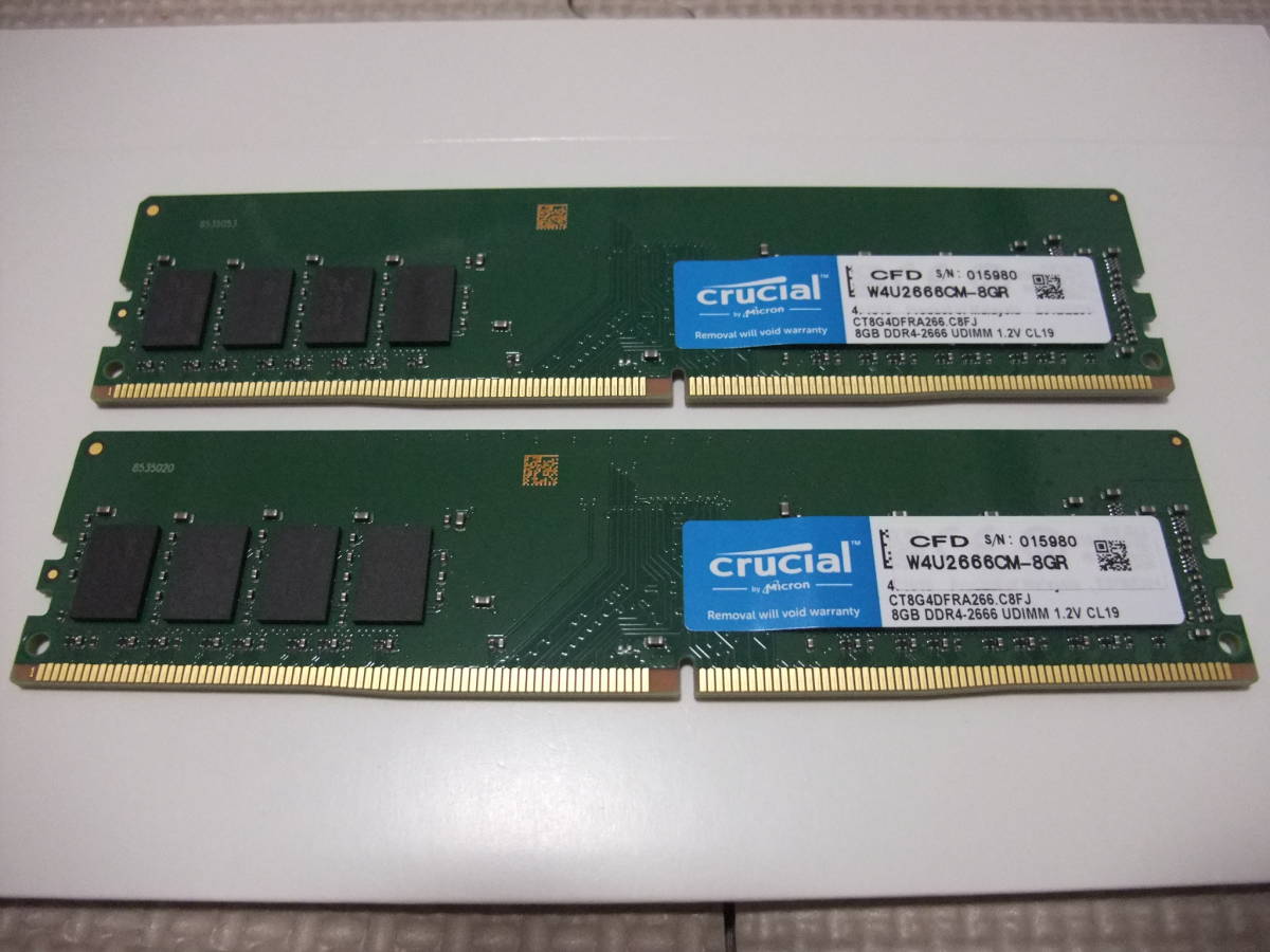 Crucial クルーシャル 16GB 8GB×2枚 DDR4-2666 PC4-21300 W4U2666CM-8GR 1.2V CL19 CFD マイクロンチップ(DIMM)|売買されたオークション情報、yahooの商品情報をアーカイブ公開 - オークファン(aucfan.com) Crucial クルーシャル 16GB 8GB×2枚 DDR4-2666 PC4-21300 W4U2666CM-8GR 1.2V CL19 CFD マイクロンチップ(DIMM)|売買されたオークション情報、yahooの商品情報をアーカイブ公開 - オークファン(aucfan.com)