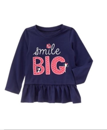 新品 ジンボリー Gymboree ペプラム薔薇 ロンT 長袖Tシャツ サイズ5T ( 5歳用 XS-S 100‐110 )_画像1