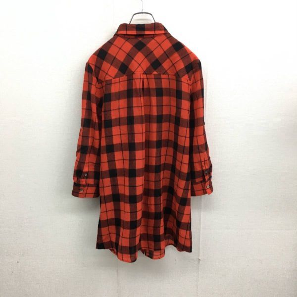 EZ2037*LE SOUK wool . thin 7 minute sleeve long shirt *46* red black check pattern Le souk 