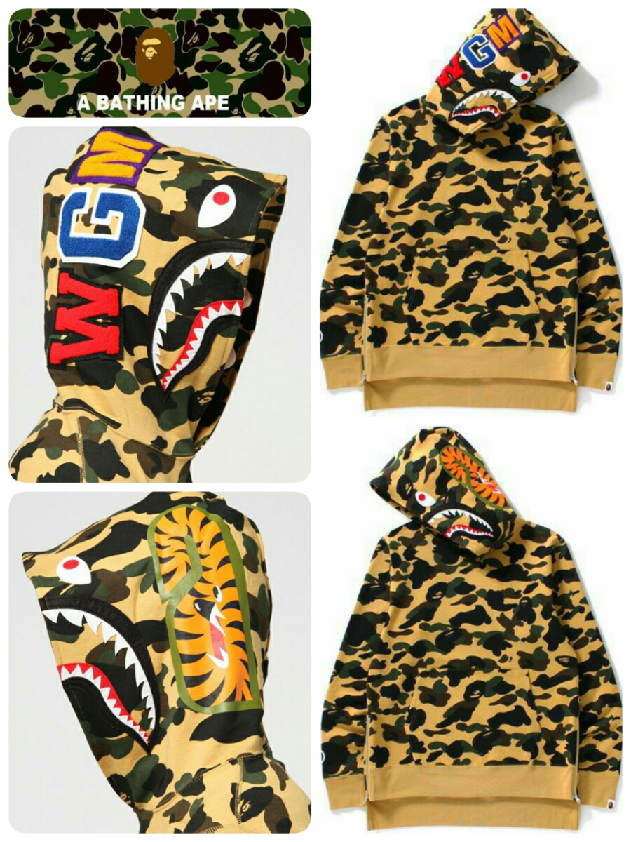 新品 16AW A BATHING APE 1st Camo Long Length Wide Shark Pullover Hoodie 1stカモロングワイドシャークプルオーバーパーカー XL 即完売_画像2