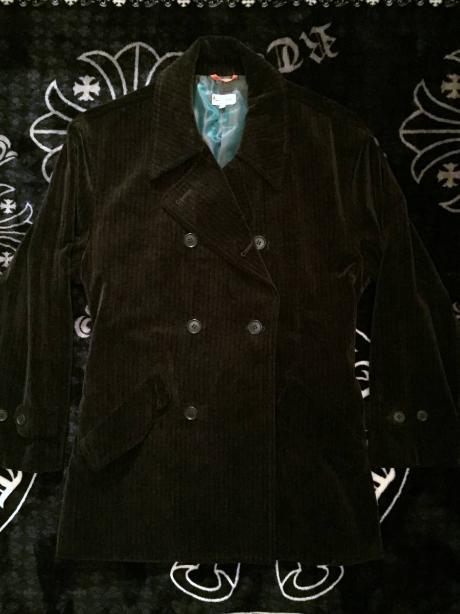 ファッション衣類 ジャケット ポールスミス Poul Smith コーデュロイ ベロア調コート 濃いブラウン Mサイズ 内側 玉虫風 廃番古着