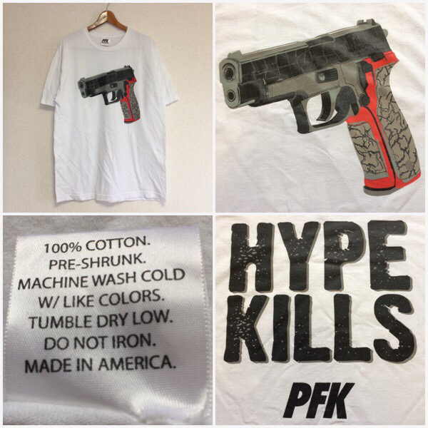 ビンテージ 00s【Playing For Keeps】PFK Tシャツ USA製 L ストリート アメカジ HYPE KILLS 銃 古着 アメリカ 90s アーカイブ 米国製_画像3