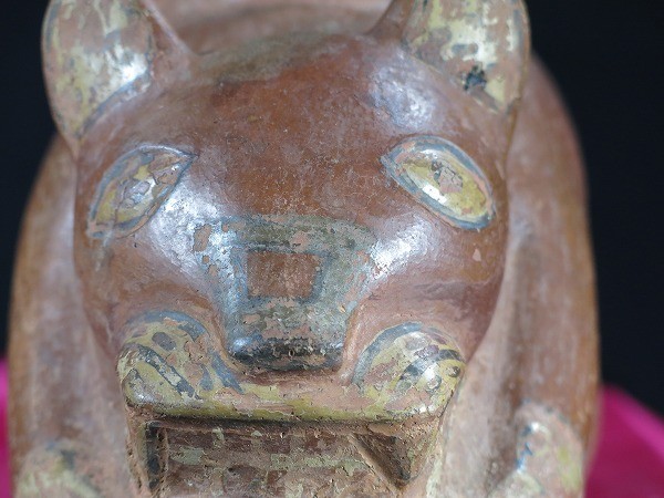 B　インカジャガー形土器　遺跡発掘品　陶器　古代　副葬品　供養　ペルー　南アメリカ　南米_画像6