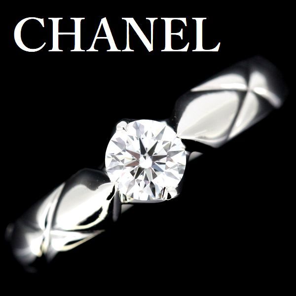  Chanel matelasse diamond 0.30ct F-VVS1-3EX ring Pt950 #48