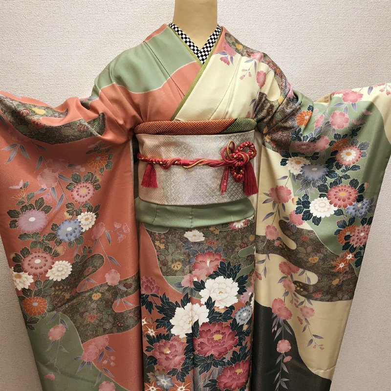 ◎高身長の方にも!作家物 ラメ振袖 霞文 成人式 結婚式◎美品 208z35