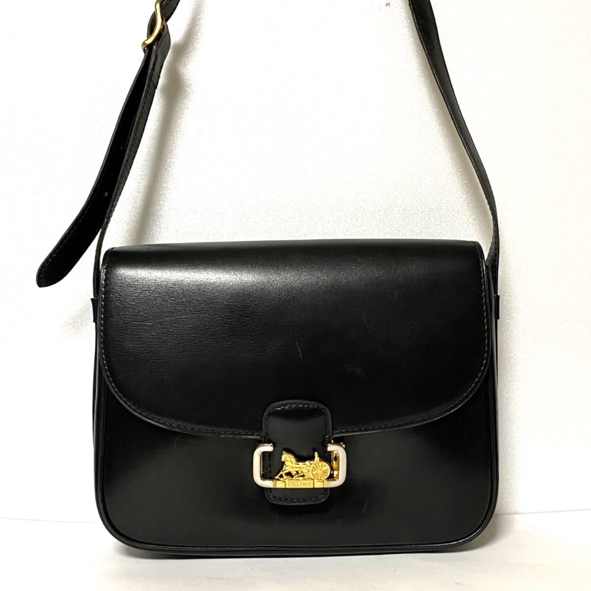 美品】CELINE セリーヌ /馬車金具ショルダーバック〔黒〕 | cottonclub.hr