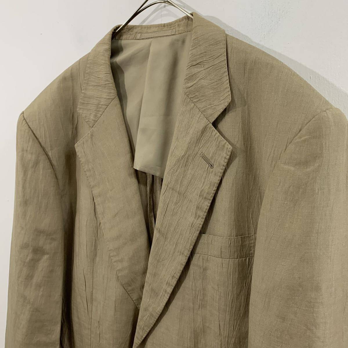 Aquascutum OF LONDON リネンシルク シワ加工 テーラードジャケット