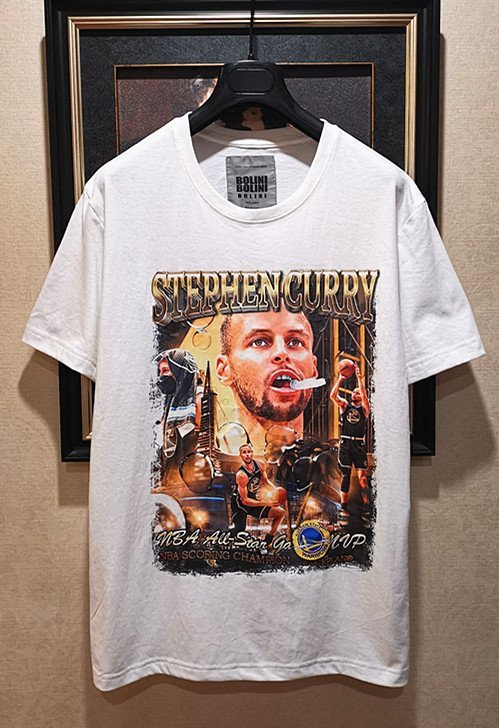 限定品*ポルトガル製※定価5万◆イタリア・ミラノ発*BOLINI*※NBA・スーパーMVP・ステフィン・カリー※Tシャツ・46/M白_画像1