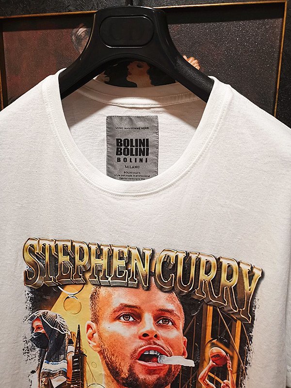 限定品*ポルトガル製※定価5万◆イタリア・ミラノ発*BOLINI*※NBA・スーパーMVP・ステフィン・カリー※Tシャツ・46/M白_画像3