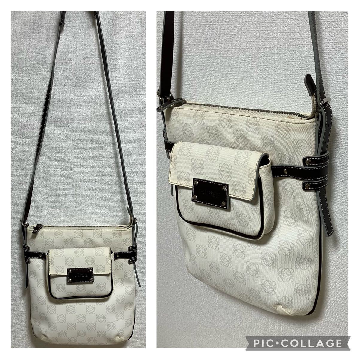 LOEWE ロエベ ショルダーバッグ アナグラム PVCレザー ホワイト LOEWE ロエベ ショルダーバッグ アナグラム PVCレザー ホワイト