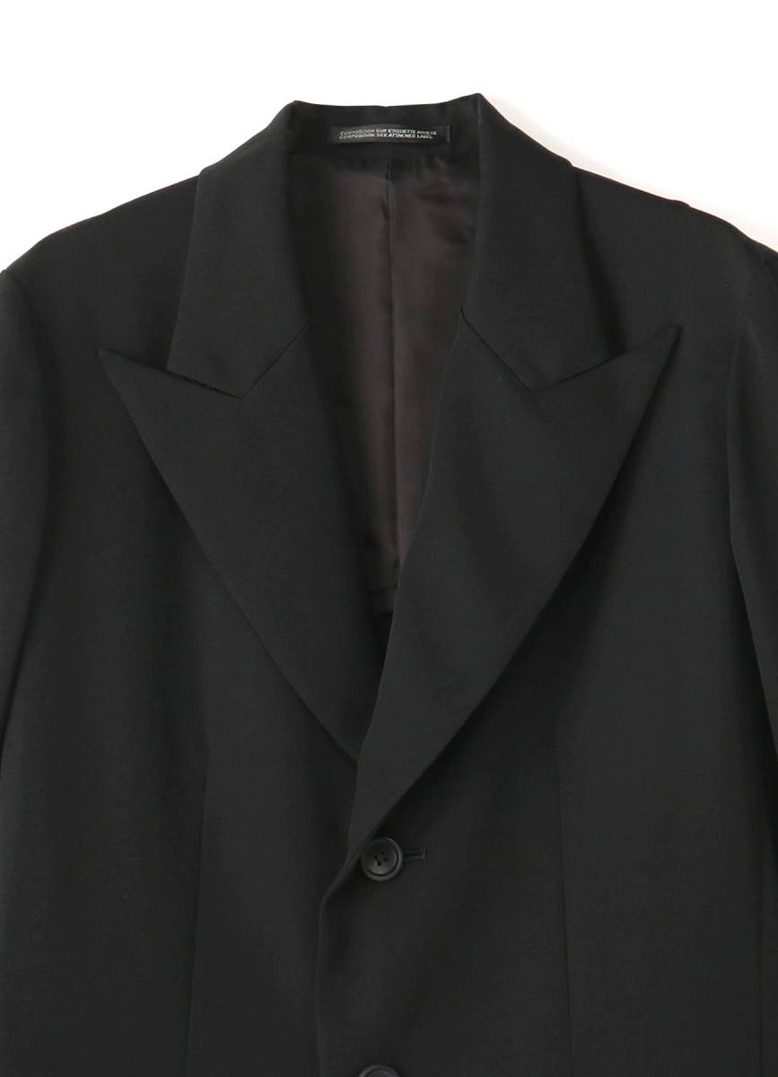 Yohji Yamamoto】ヨウジヤマモト シワギャバ2ツ釦ピークドジャケット/2