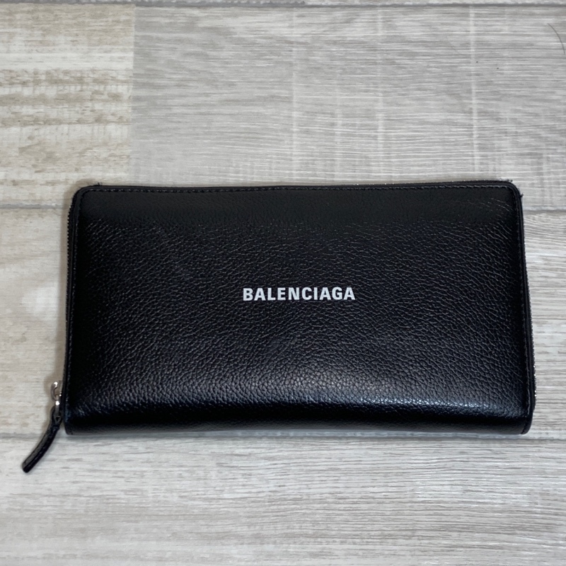 BALENCIAGA/バレンシアガ/センターブランドロゴ/レザーラウンドファスナー/長財布 小銭入れ付き/型押しレザー/販売証明書付き_画像2