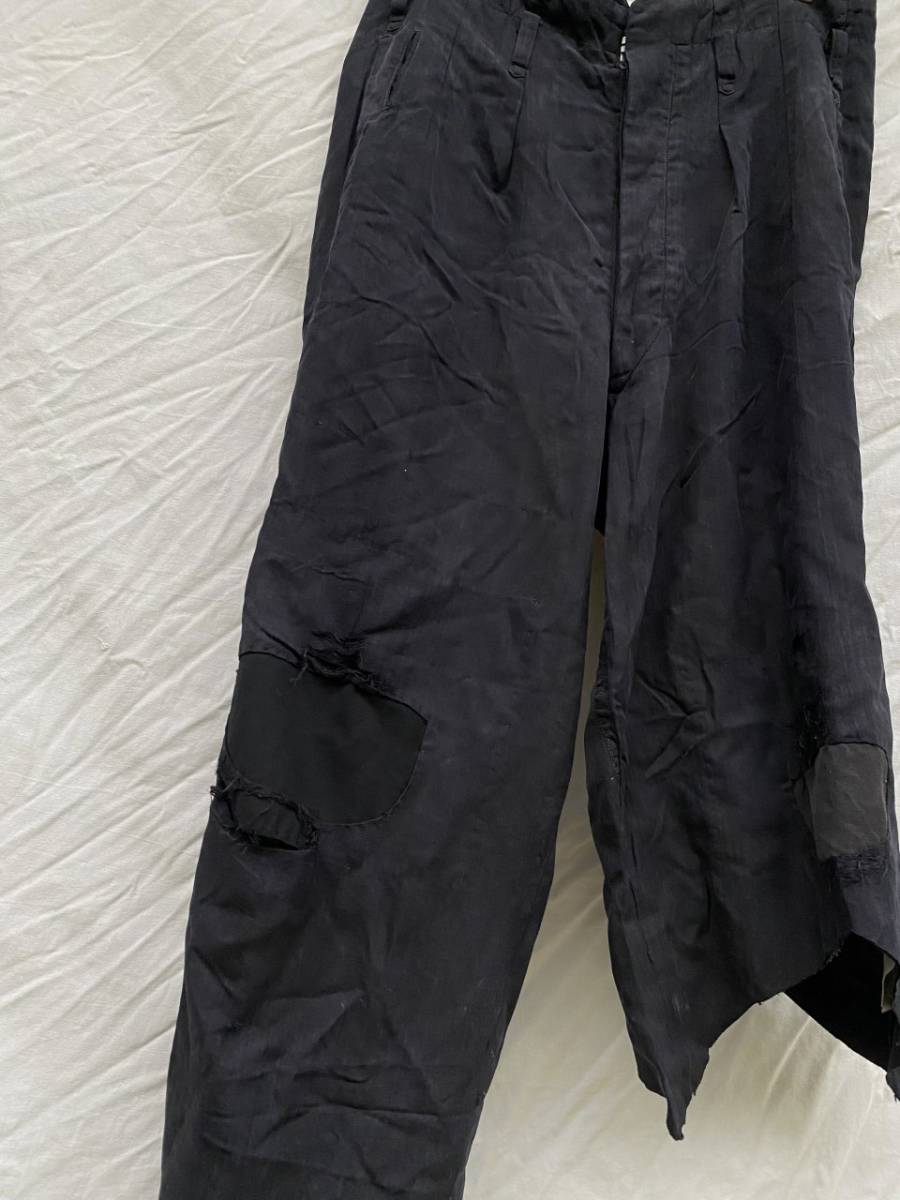 違和感しかない 片裾カット 昭和初期 戦前 シルク サスペンダー 襤褸 TROUSERS スラックス ジャパンヴィンテージ JAPAN VINTAGE 30s40s