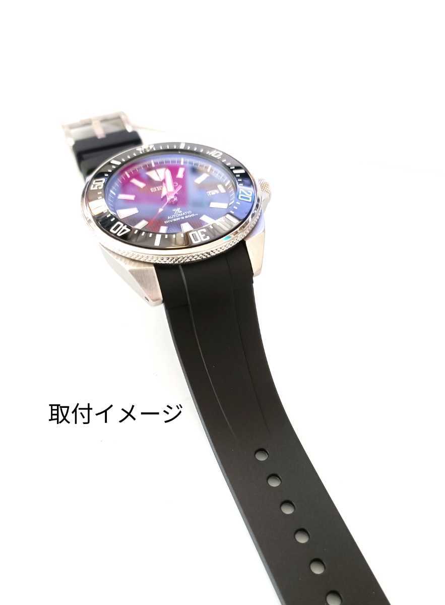 腕時計 シリコン ラバーベルト 22mm ブラック×シルバー 【対応】SEIKO SRPB サムライ セイコー _画像5