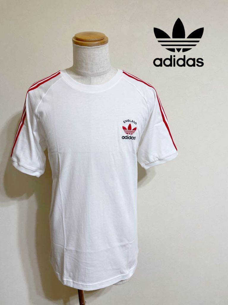 【新品】 adidas originals アディダス オリジナルス 3ストライプ イングランド クルーネック Tシャツ トップス サイズXO 半袖 白赤 GP1920_画像1