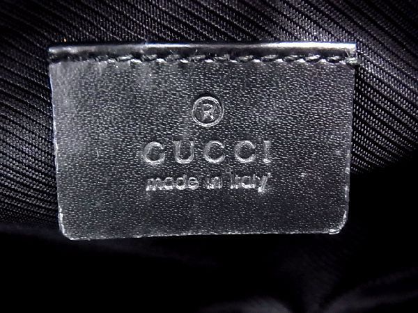 1円 GUCCI グッチ 014 1136 3754 ナイロン 巾着型 ポーチ マルチケース 小物入れ レディース ブラック系 AB6929タオ_画像7