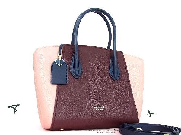 1円 ■美品■ kate spade ケイトスペード レザー 2WAY ハンドバッグ トート ショルダー 手提げ 肩掛け レディース ブラウン系 AB9816チk_画像1