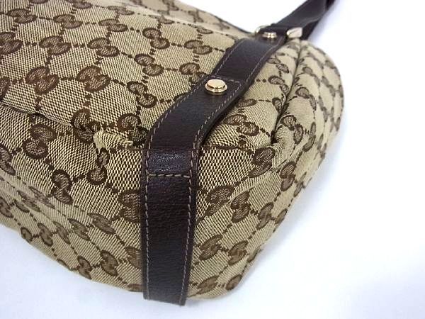 1円 ■美品■ GUCCI グッチ 130736 002122 GGキャンバス×レザー トートバッグ ショルダーバッグ 肩掛け ベージュ系×ブラウン系 AB9858イN_画像5