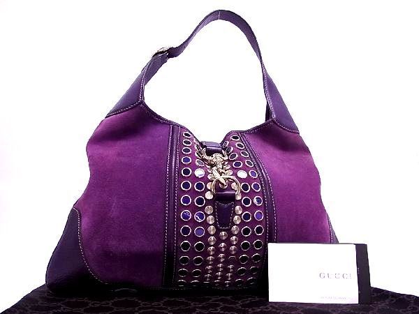 1円 GUCCI グッチ 153029 2684 スエード×レザー スタッズ ワン