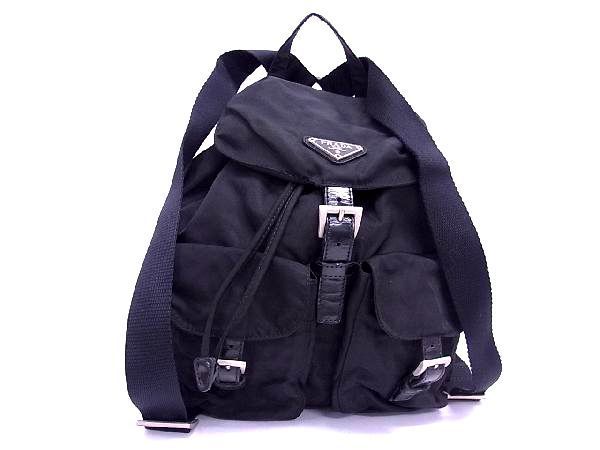 1円 PRADA プラダ テスートナイロン×レザー 巾着型 リュックサック