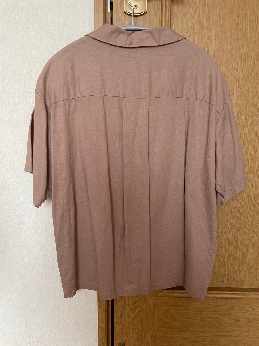 GU 開襟シャツ ブラウス　ピンク　オープンカラーシャツ 半袖シャツ
