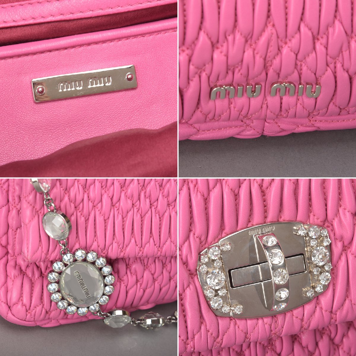 最高品質の素材 Miumiu ピンク　ビジューバッグ　美品 2way ハンドバッグ