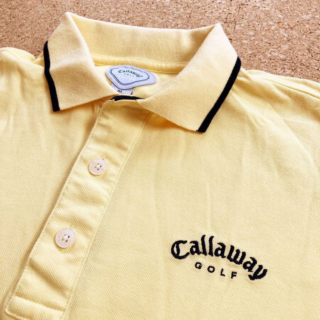 callaway キャロウェイ　ポロシャツ ゴルフ　ゴルフウェア　golf Mサイズ　メンズ　黄　半袖 GOLF_画像2