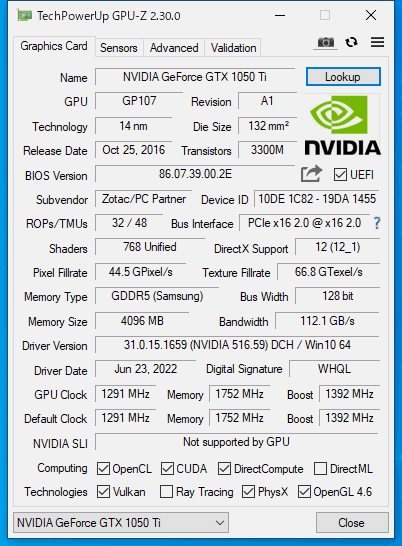 ★送料無料 美品 Nvidia Geforce GTX1050Ti LP 4GB Low Profile ロープロファイル GTX1050 Ti 外排気 シロッコファン ロープロ 稀少★