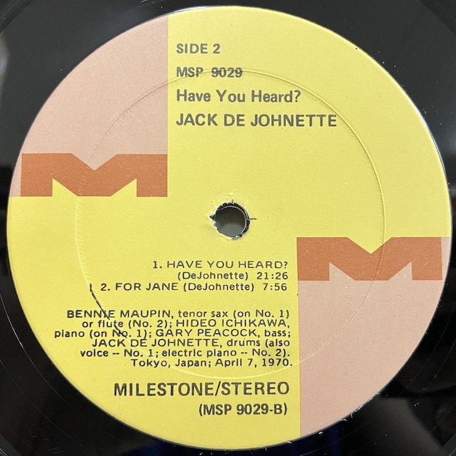 ■即決 Jack Dejohnette / Have You Heard? j34075 米盤、黄茶SON刻印 ジャック・デジョネット Gary Peacock_画像2