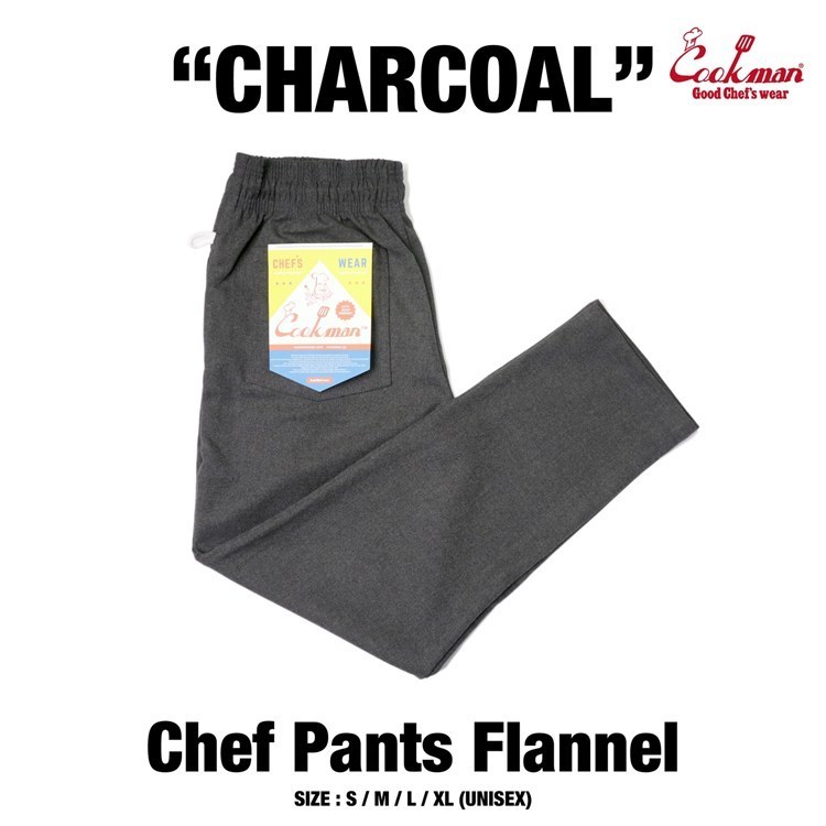 Lサイズ クックマン シェフパンツ フランネル Flannel Charcoal COOKMAN Chef Pants ワークパンツ チャコールグレー 新品