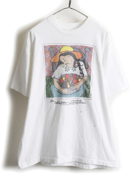 90s USA製 大きいサイズ XL ★ 絵画 アート プリント 半袖 Tシャツ ( メンズ ) 古着 90年代 プリントTシャツ アートT シングルステッチ 白