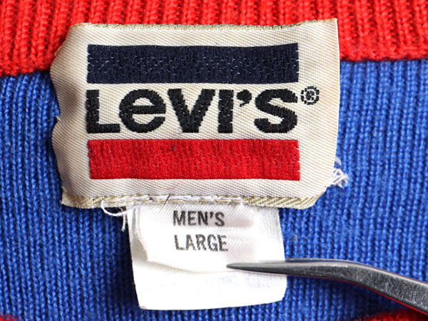 80s ビンテージ ■ リーバイス ボーダー 長袖 ニット セーター ( L メンズ M 程) 古着 80年代 Levis アクリル ウール 2トーン 長袖セーター_画像4