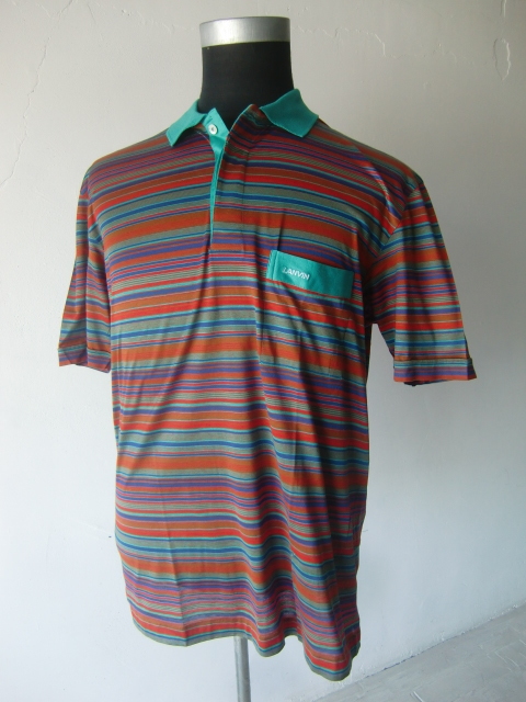 送料無料 DEAD STOCK 70's~80's イタリア製 VINTAGE LANVIN ランバン 半袖 ポロシャツ カットソー シャツ 旧タグ ンテージ 80年代 70年代