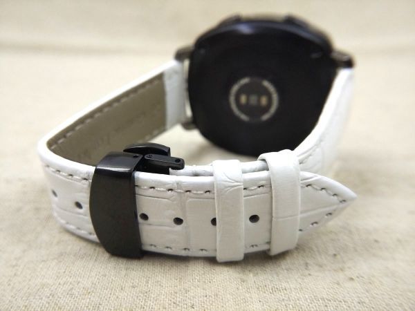 Пояс замены часов подлинный кожа D пряжка Croco в форме прессованного пружинного стержня 18 мм белый x Black