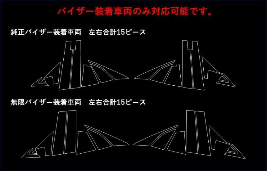 【送料無料】ハセプロ カーボンピラー（無限バイザーカットタイプ/CPH-VFM67) ブラック/15Pセット★シビックハッチバック FK7 (H29/9～)_このオークションは無限バイザーカットです