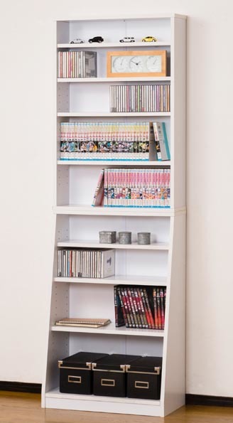 幅60cm大容量のホームシェルフ薄型文庫本棚　DVDコミック本などを大量収納書棚60-180cmホワイト_cd