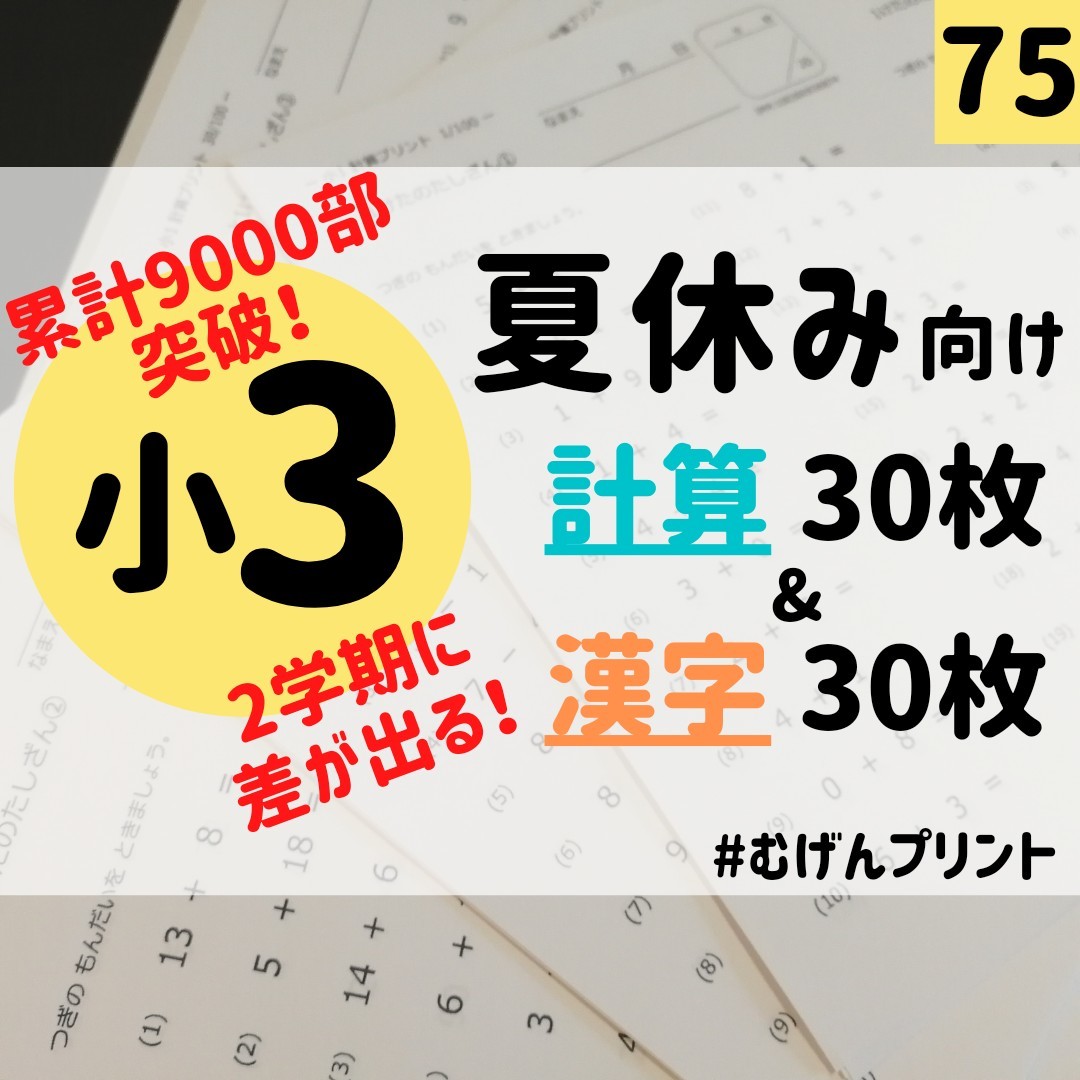 75.小学3年算数国語、夏休み宿題、自由研究、読書感想文、工作キット、学童保育、中学受験、テキスト、全科プリント、むげん、早稲アカ