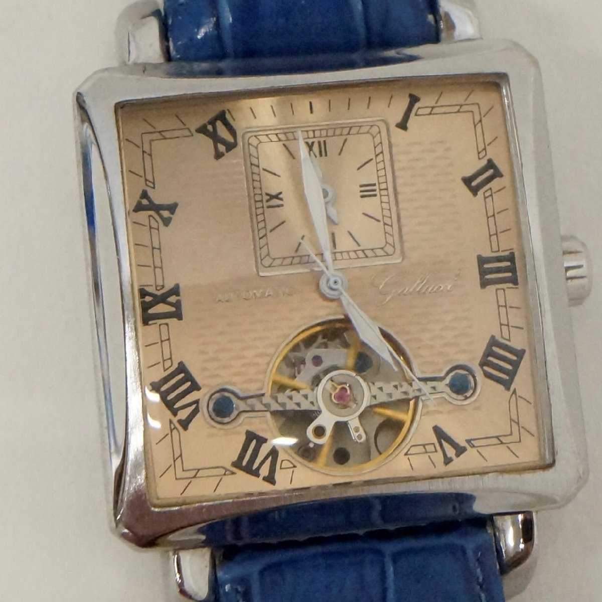 Gallucci ガルーチ 腕時計 自動巻き AT 青革 レザー ベルト 