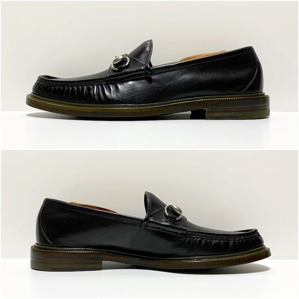美品 グッチ GUCCI ホースビット レザー ローファー シューズ 黒